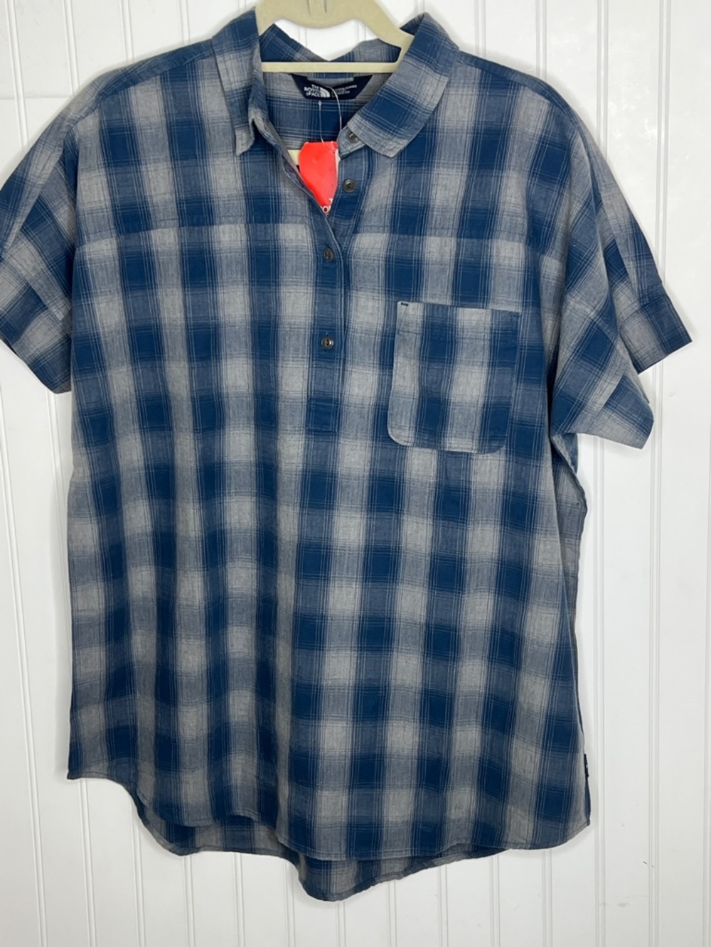 The North Face Tanami Blue Plaid Short-Sleeve Pop Over Shirt
